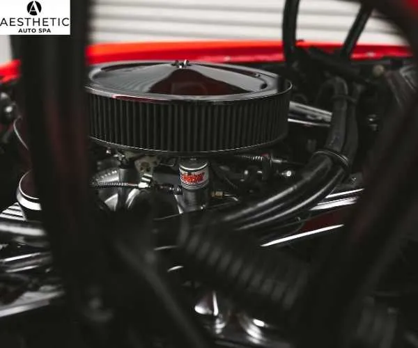 a red vintage car, showcasing dry ice blasting Catalina Foothills AZ